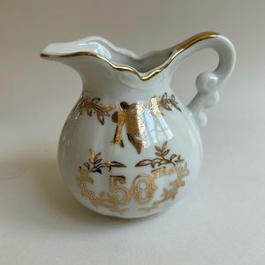Lefton 50th Anniversary creamer, 3.5” tall, vintage